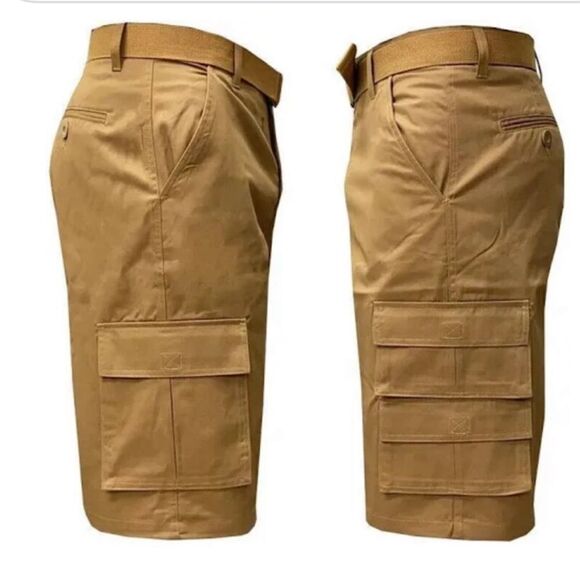 Wicked Stitch Flex Fabric Belted Cargo Shorts Khaki 34 NWT IN PACKAGING - Picture 1 of 5